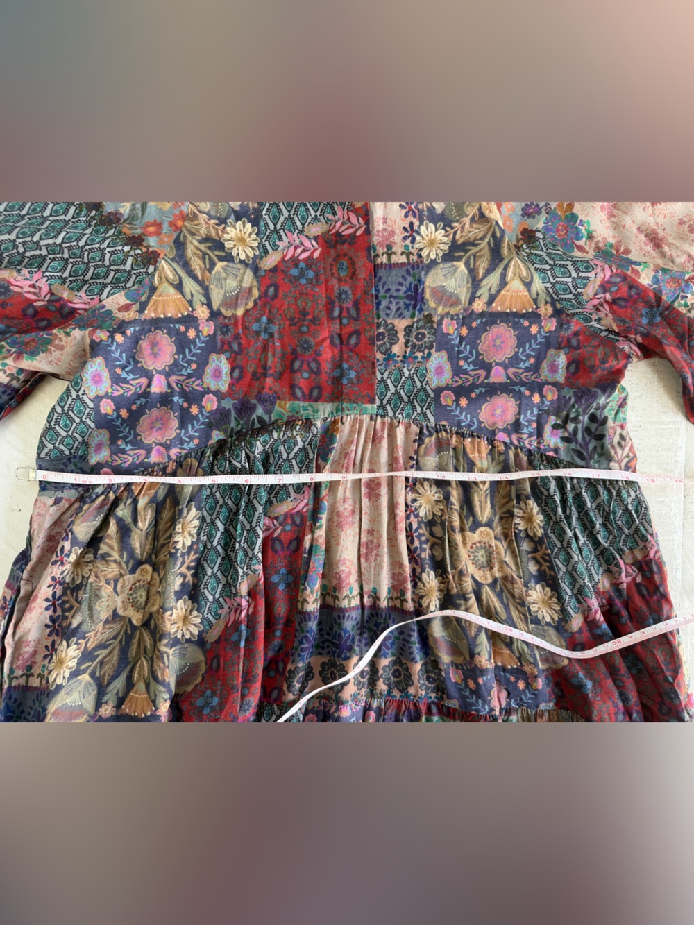 NATURAL LIFE Rebecca Midi Dress - Blue Patchwork Print Rayon Size Medium - Picture 6 of 9